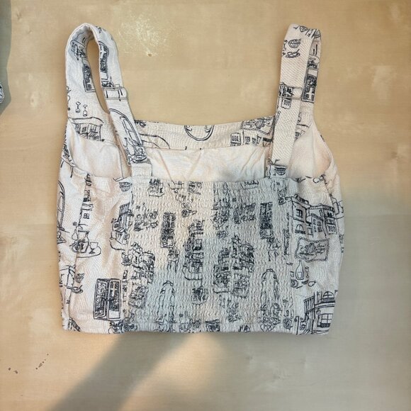 Abercrombie and Fitch Linen Blend Printed Top S - Picture 3 of 3